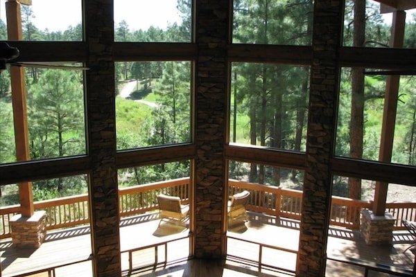 View out the wall of windows