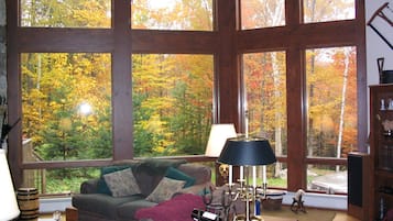 Smart TV, fireplace, DVD player, foosball