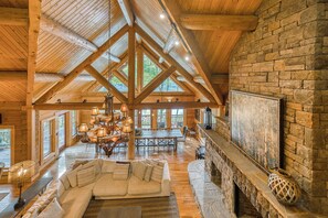 Smart TV, fireplace, video games, DVD player