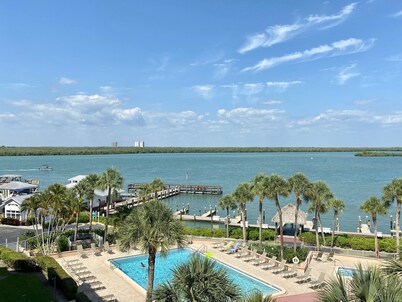 Water View of Marco Pass, Heated Pool & Marina-Newly Updated 5th Floor 1Br/1Ba