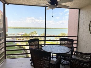 Outdoor dining - Water View of Marco Pass, Heated Pool & Marina-Newly Updated 5th Floor 1Br/1Ba (Marco Island)