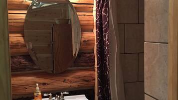 Shower, towels, toilet paper