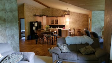 TV, fireplace, DVD player, video library