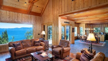 Smart TV, fireplace, DVD player, books