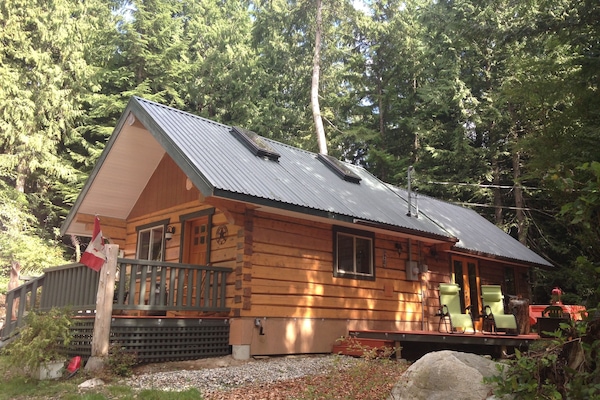Large private side deck with BBQ, lounge chairs and table.
