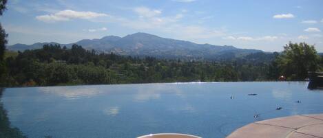 Piscine extérieure, piscine à débordement