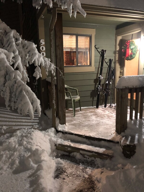 Front door in winter.