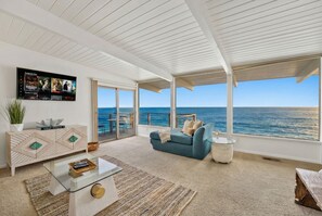 Smart TV, fireplace, DVD player, books