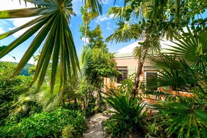 Property grounds - GUESTS LOVE!! HUGE VIEW, 1-3 BR, pool, decks, gardens, styled comfort, privacy, (Coral Bay)