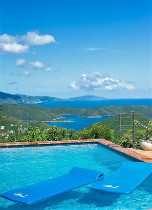 Outdoor pool - GUESTS LOVE!! HUGE VIEW, 1-3 BR, pool, decks, gardens, styled comfort, privacy, (Coral Bay)