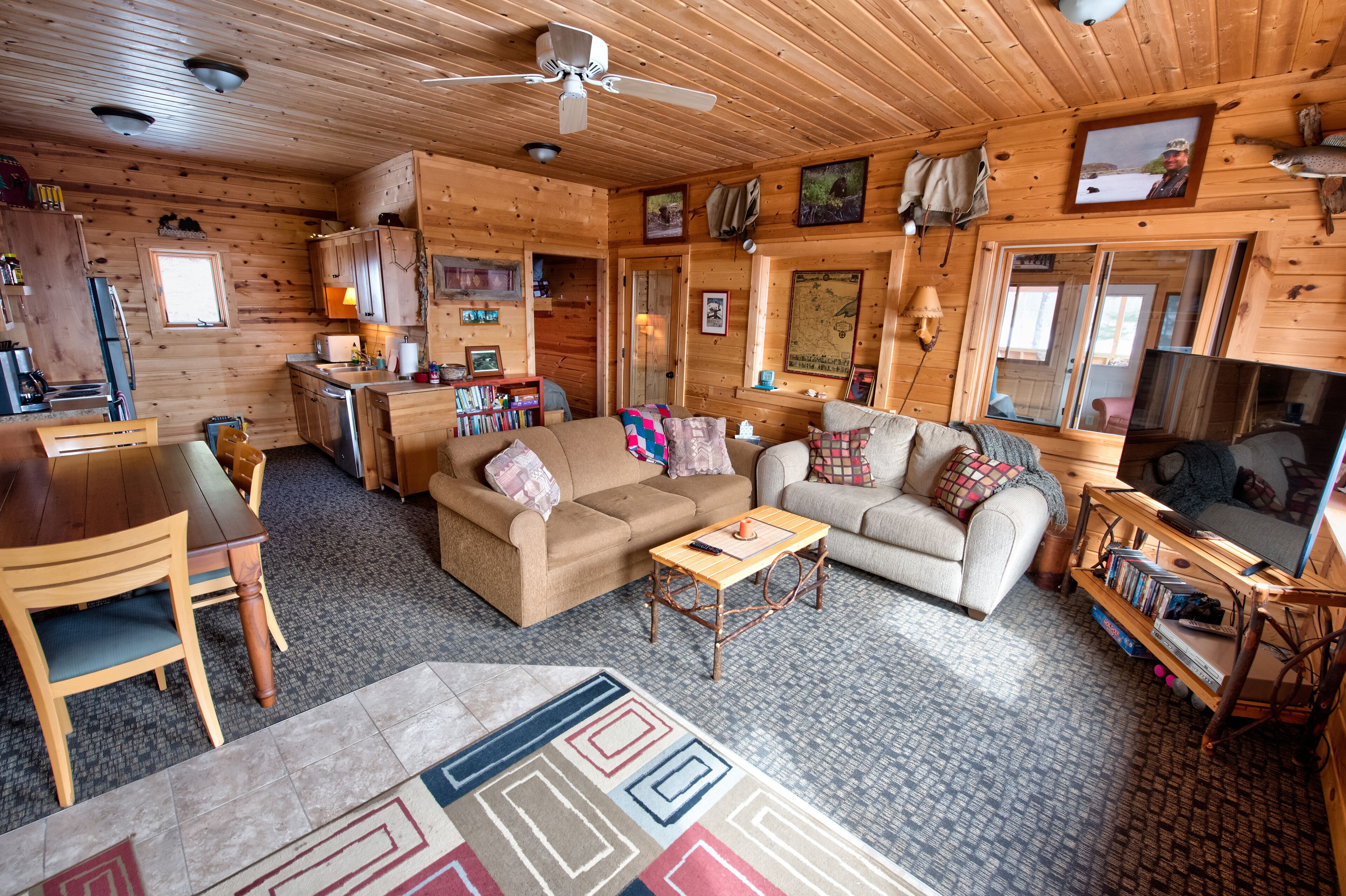 Smart TV, fireplace, DVD player, video library