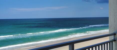 On the beach, sun loungers, beach towels