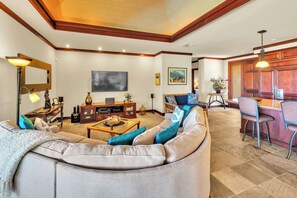 Smart TV, fireplace, video game console, DVD player