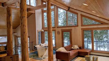 Una televisión, una chimenea, un reproductor de DVD