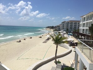On the beach, beach towels