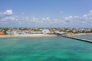 On the beach, beach towels
