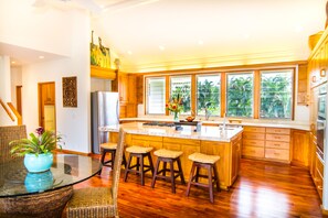 Fridge, microwave, oven, stovetop - Luxury Home, A/C, Heated Pool, Gourmet Kitchen, 4BR 6 Bath, 3 Master Suites. (Koloa)