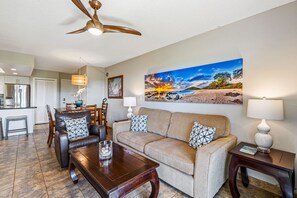 TV, DVD player, video library