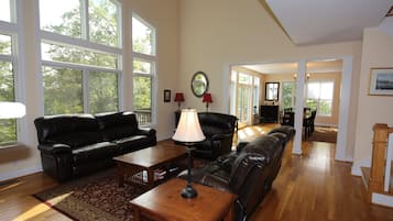 TV, fireplace, DVD player, foosball