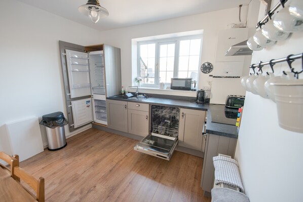 Kühlschrank, Mikrowelle, Ofen, Herdplatte