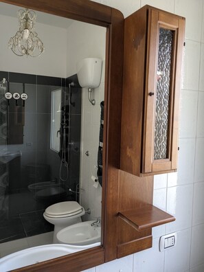Dusche, Haartrockner, Bidet, Handtücher