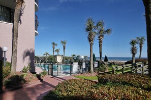 Enjoy a tranquil seaside experience with ocean views, a lush garden, and a pool.