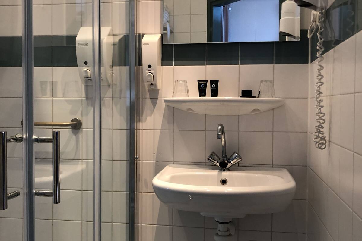 premium double or twin room, sea view, ground floor | bathroom | shower, free toiletries, hair dryer, towels