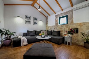 Smart TV, fireplace, ping pong, books