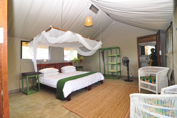 Standard Tent | Individually decorated, individually furnished, free cribs/infant beds