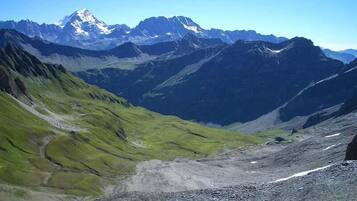 A mountainous landscape with a clear sky.