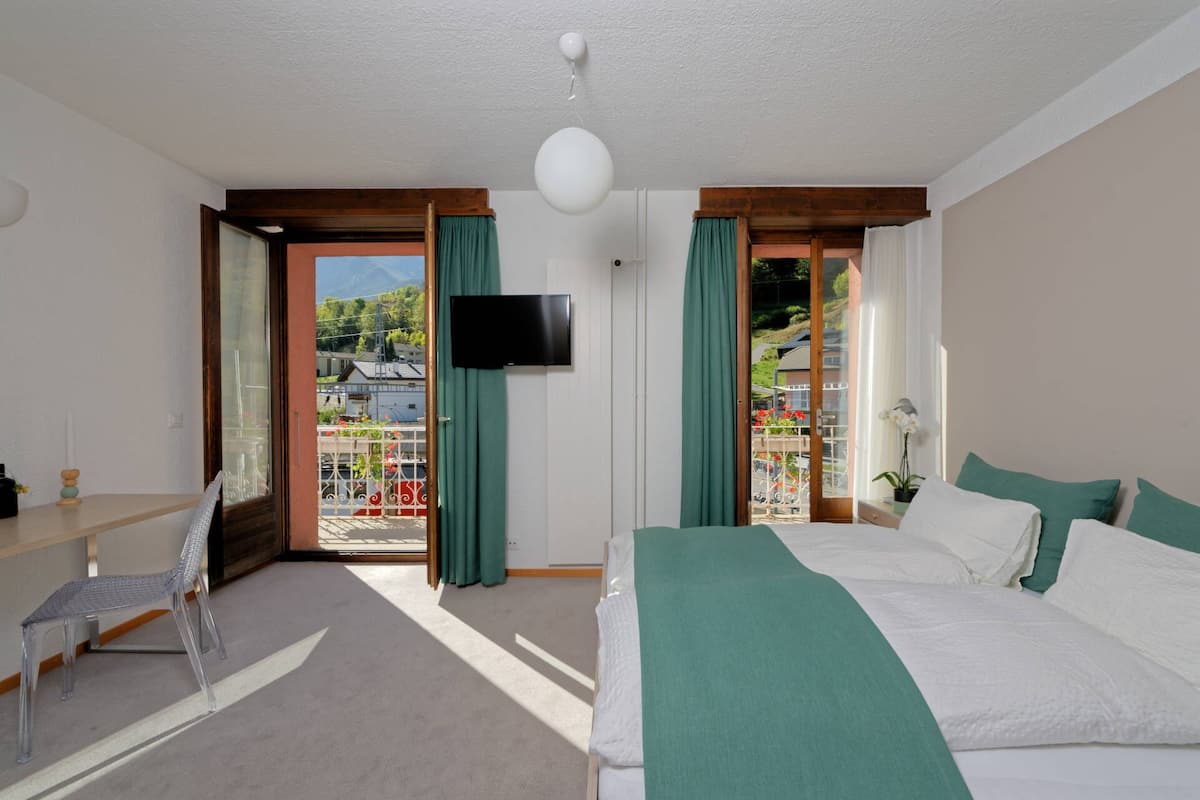 Double or Twin Room, Private Bathroom, Mountain View | Hypo-allergenic bedding, down comforters, blackout drapes, rollaway beds