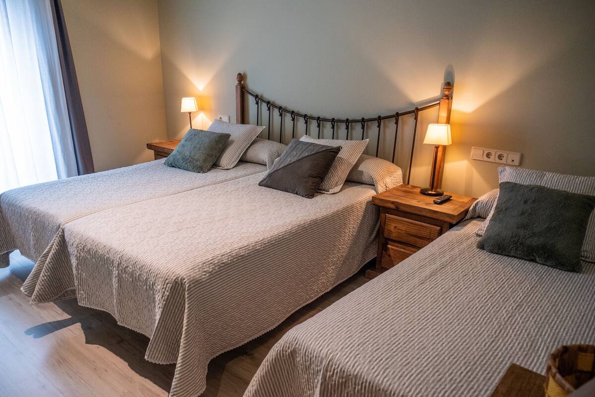 Double Room with extra bed | Blackout curtains, free WiFi, bed sheets