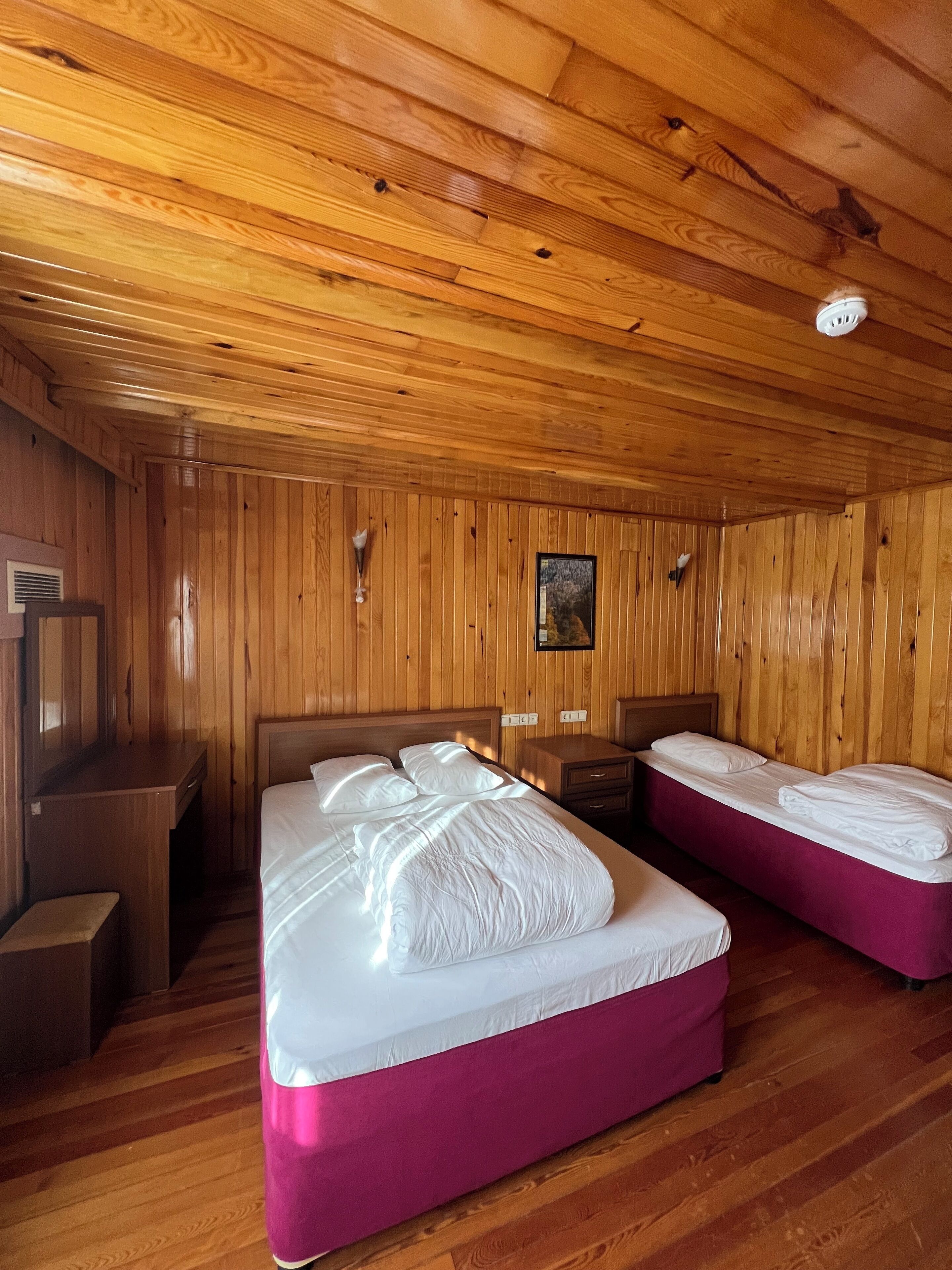 Shower, free toiletries, hair dryer, slippers