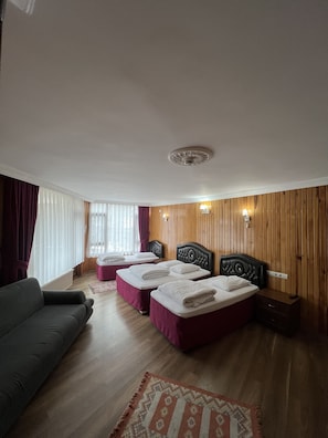 Desk, free WiFi, bed sheets