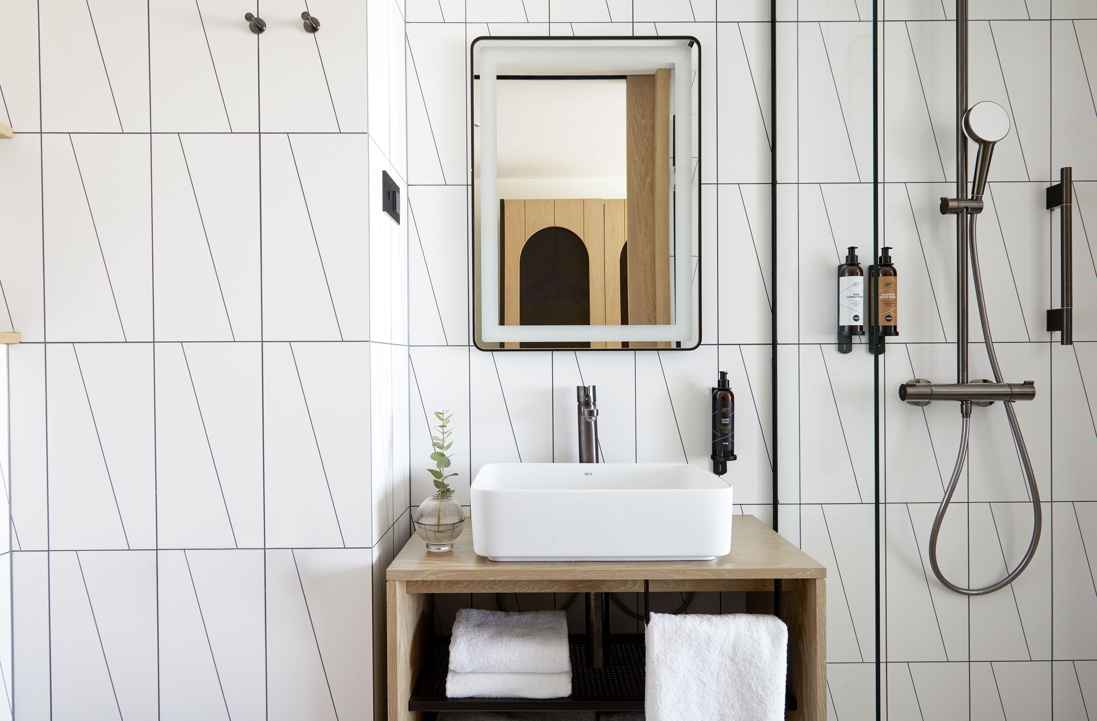 designer toiletries, towels