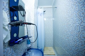 Shower, slippers, towels