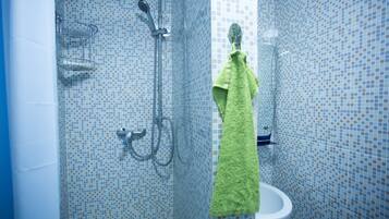 Shower, slippers, towels