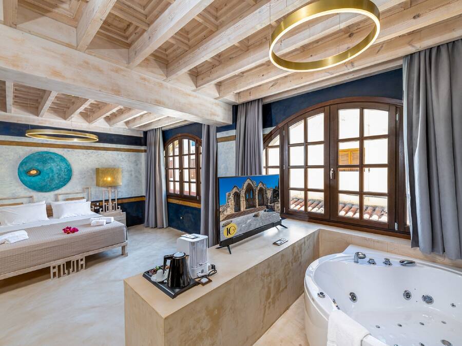 Superior Suite Lindos with Hot Tub | Down comforters, minibar, in-room safe, soundproofing