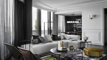 Luksus-loftsleilighet (Des Stylistes) | Sengetøy av topp kvalitet, minibar og safe på rommet