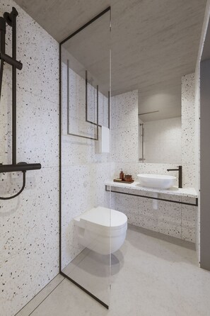 Suihku, designer-hygieniatuotteet, hiustenkuivaaja, pyyhkeet