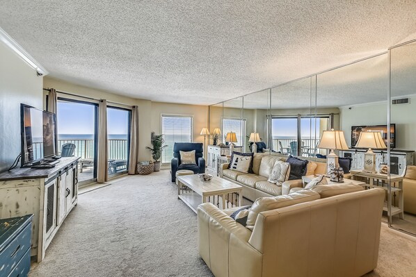 Condo, 2 Bedrooms | Living room | 30-inch TV with cable channels, DVD player