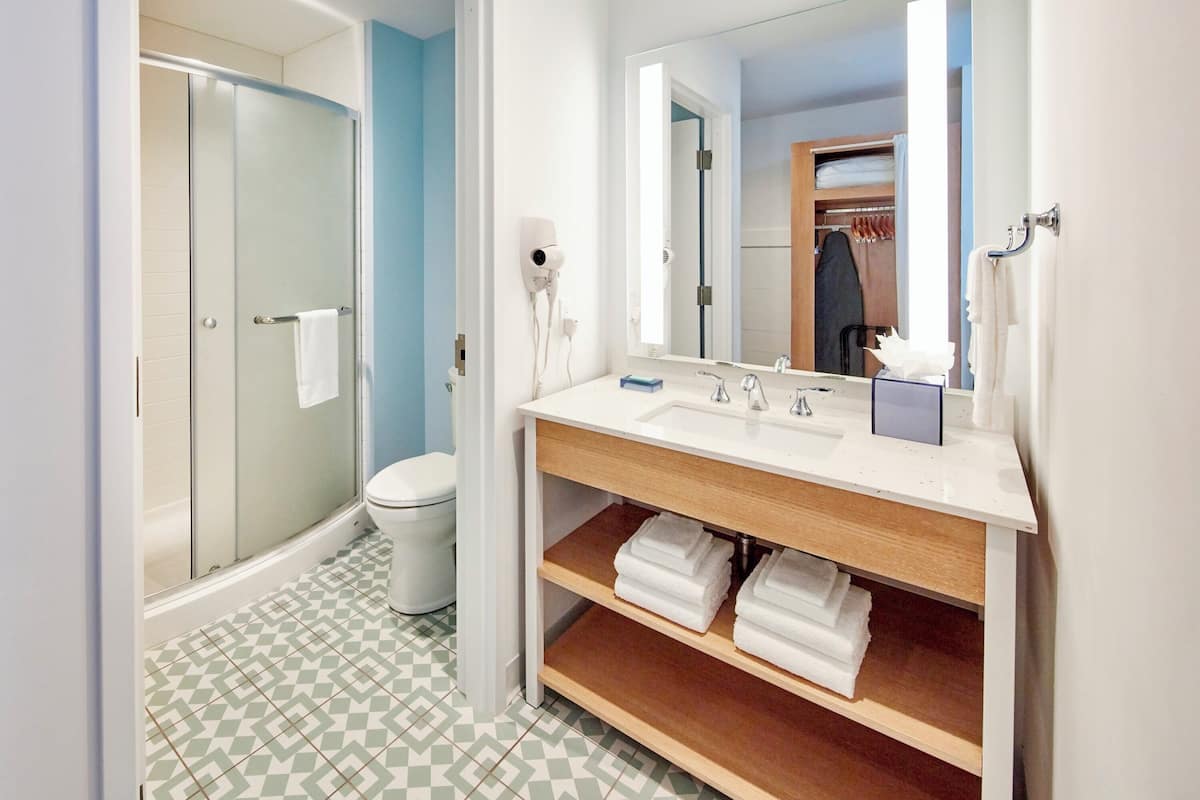 free toiletries, hair dryer, towels, soap