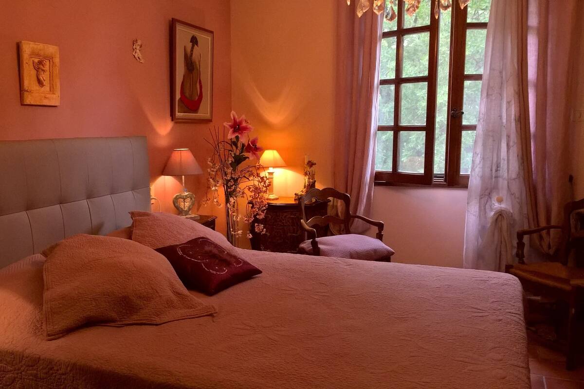 Camera doppia, 1 letto king, vista giardino | Una scrivania, ferro/asse da stiro, Wi-Fi gratuito, lenzuola