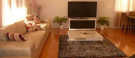 Flat-screen TV, DVD player