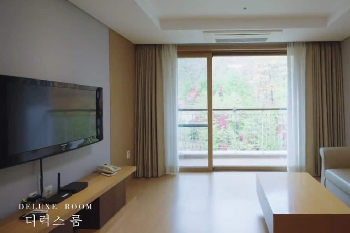 Deluxe (Base 2 pax, Extra person fee charge on site) | Zona de estar | Televisión de pantalla plana de 32 pulgadas con canales por cable