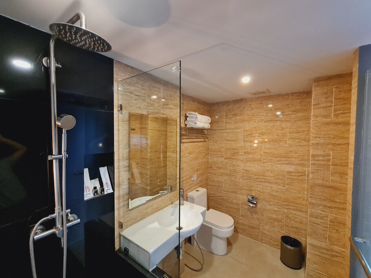 delta executive (king bed) | bathroom | free toiletries, hair dryer, towels