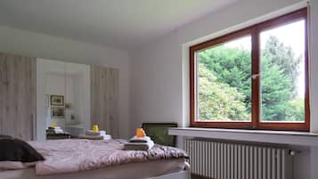 Premium bedding, blackout drapes, soundproofing, iron/ironing board