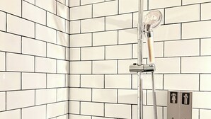 A shower with a handheld showerhead, a wall-mounted control panel, and a flexible hose. - The Hammock Hotel Fine Arts Museum (Ho Chi Minh City)