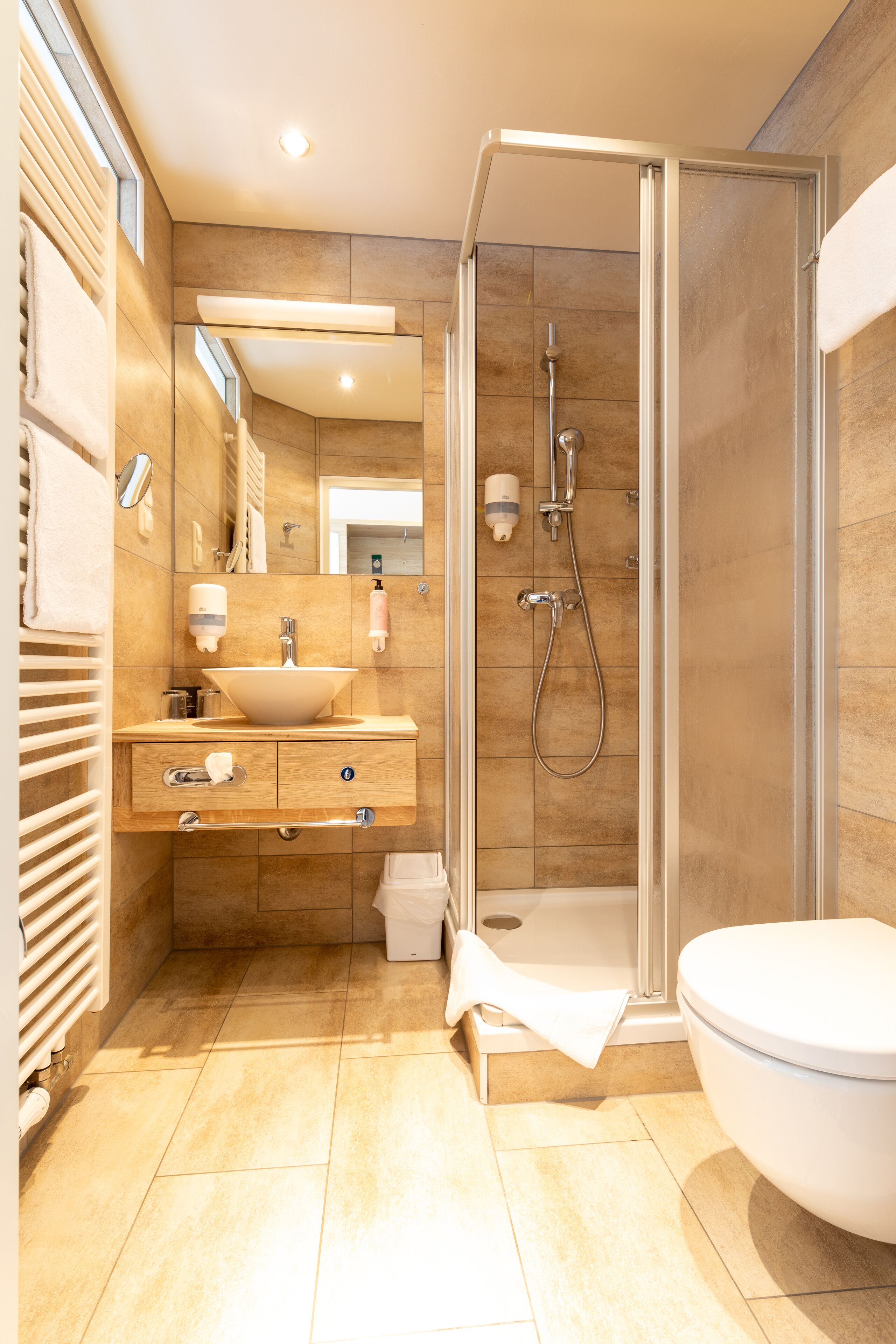 standard double room | bathroom | shower, free toiletries, hair dryer, bathrobes