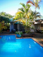 Outdoor pool, sun loungers